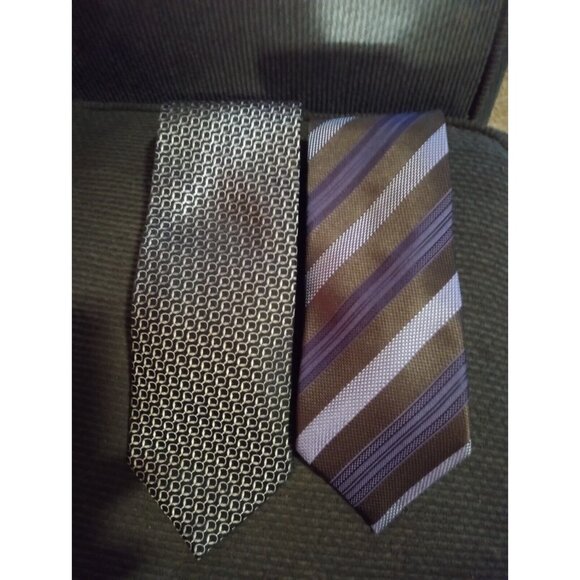 Lot (2) Ermenegildo‎ Zegna Neck Ties 100% Silk Made In Italy Luxury Neckwear - Picture 1 of 7